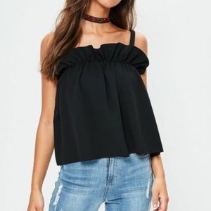 Black gathered cami top